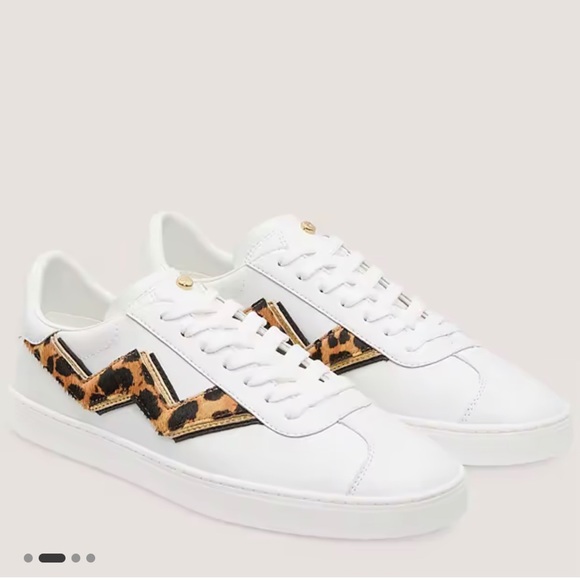 Stuart Weitzman Daryl Cheetah Print Leather Lace Up Sneaker - Picture 1 of 5
